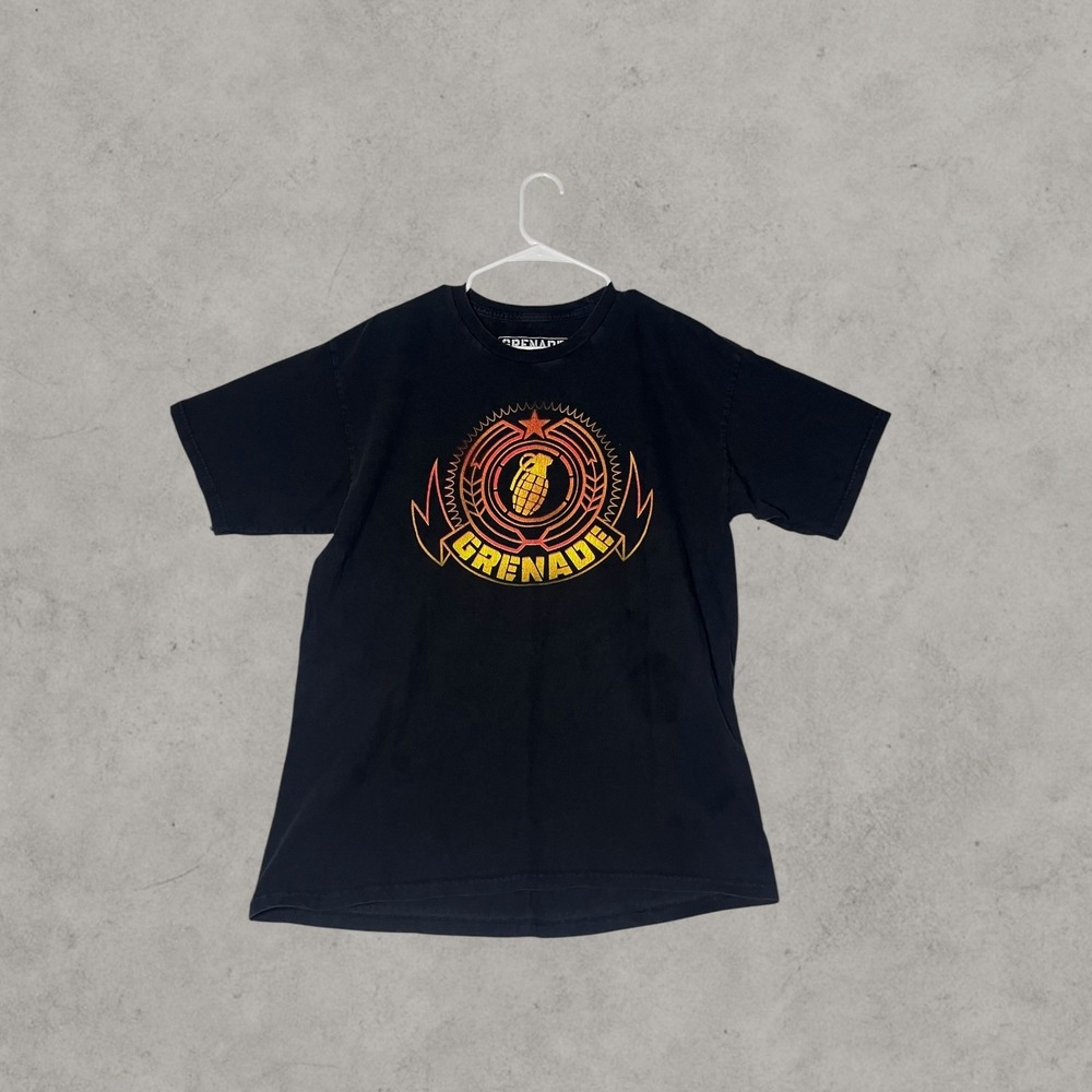 Grenade Gloves Mens Graphic T-Shirt Black Short Sleeve Skate Snowboard Logo Tee